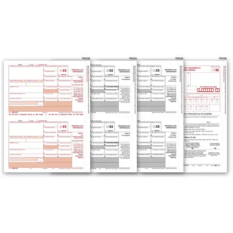 TF6107, Laser 1099-DIV Tax Forms Kit, 4-part - 50/Pkg