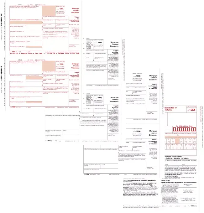 Laser 1098 Tax Forms Kit 3-Up