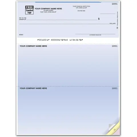 QuickBooks compatible laser business check with standard security features and top layout