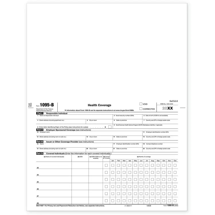Bulk Laser 1095B ACA Health Coverage