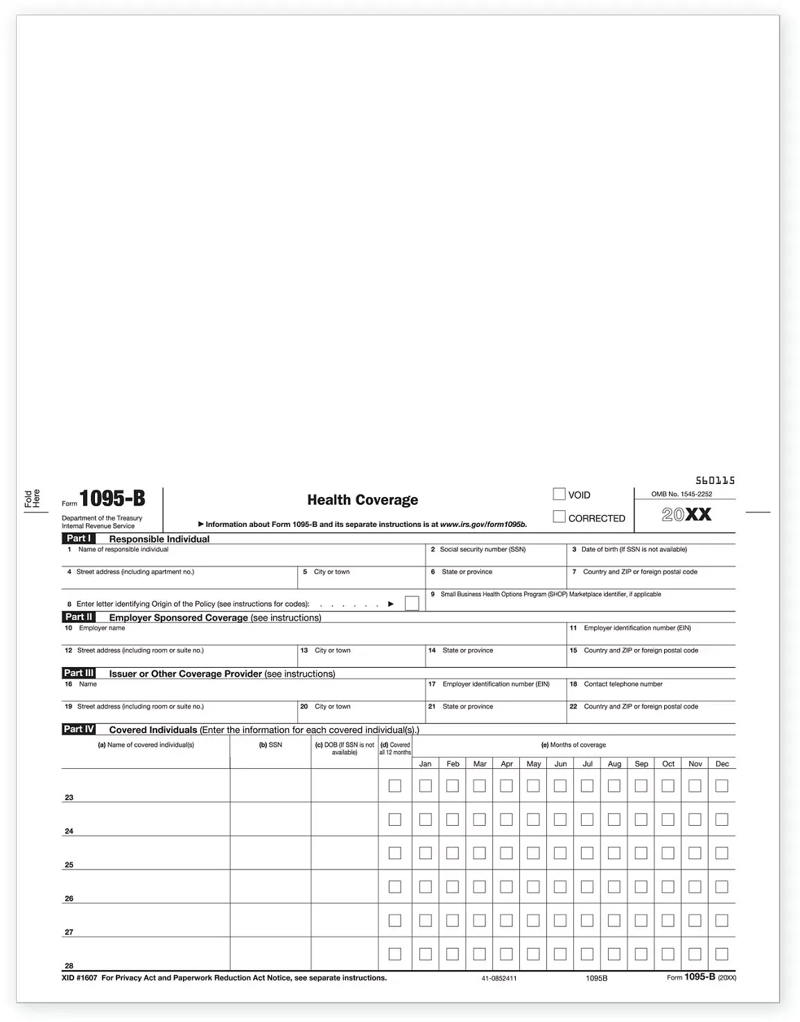 Bulk Laser 1095B ACA Health Coverage