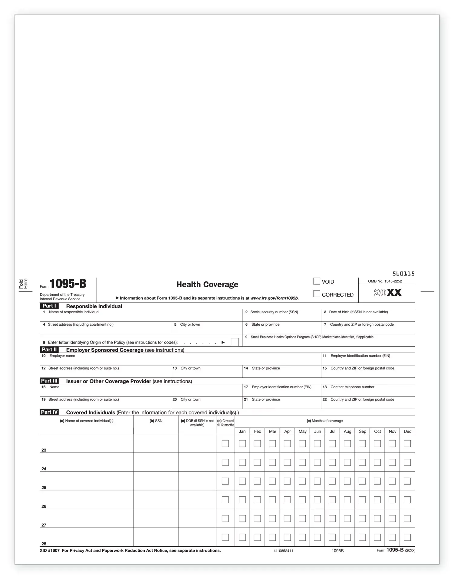 Bulk Laser 1095B ACA Health Coverage