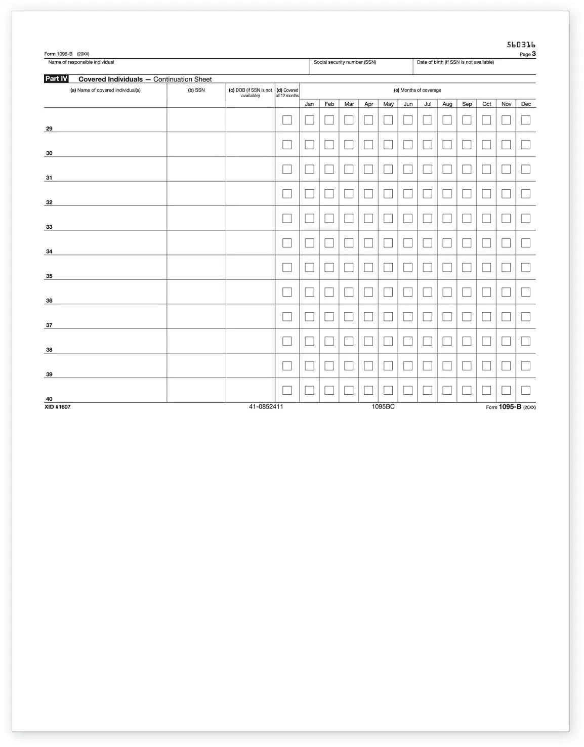 Laser 1095B ACA Continuation Sheet