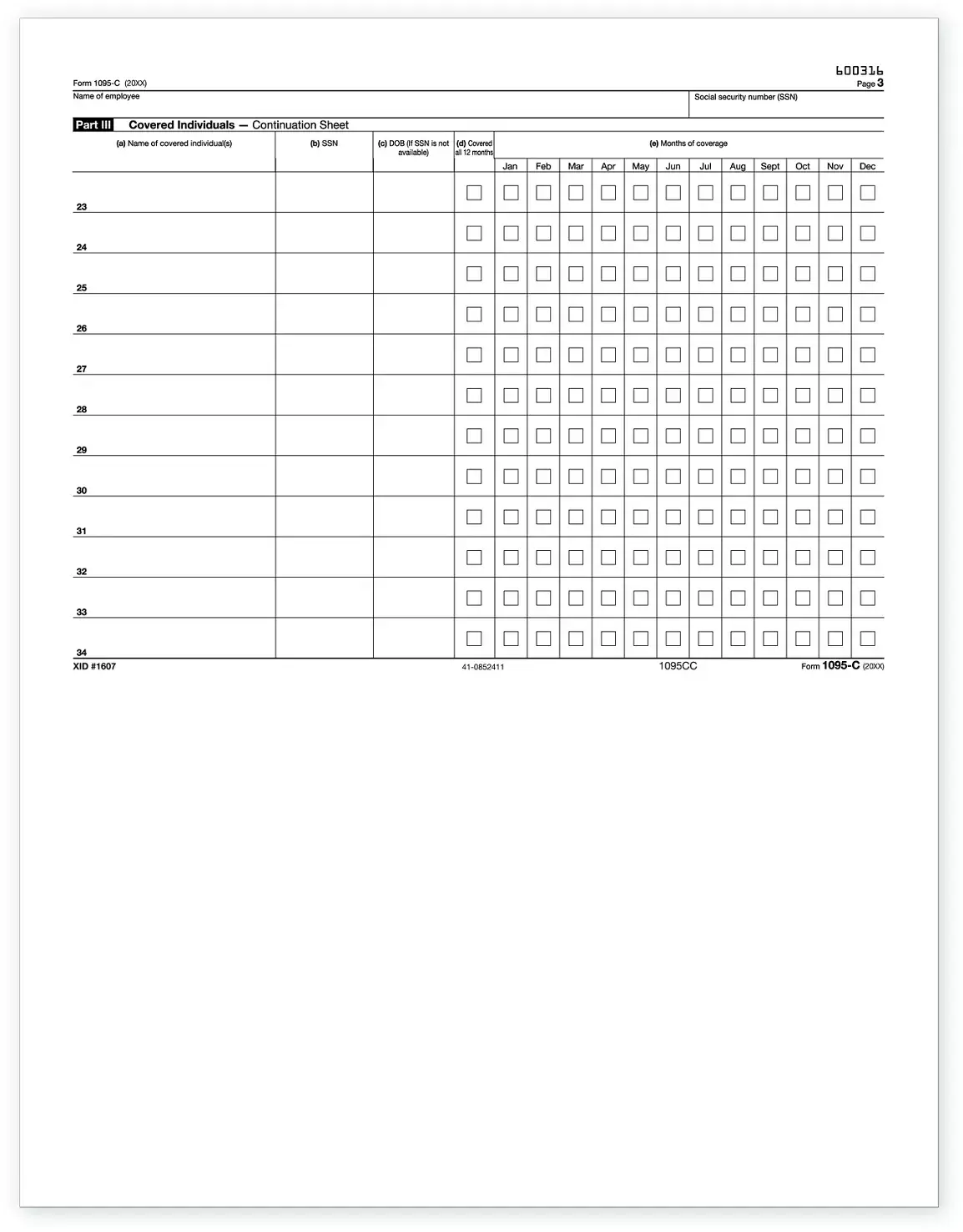 Laser 1095C ACA Continuation Sheet