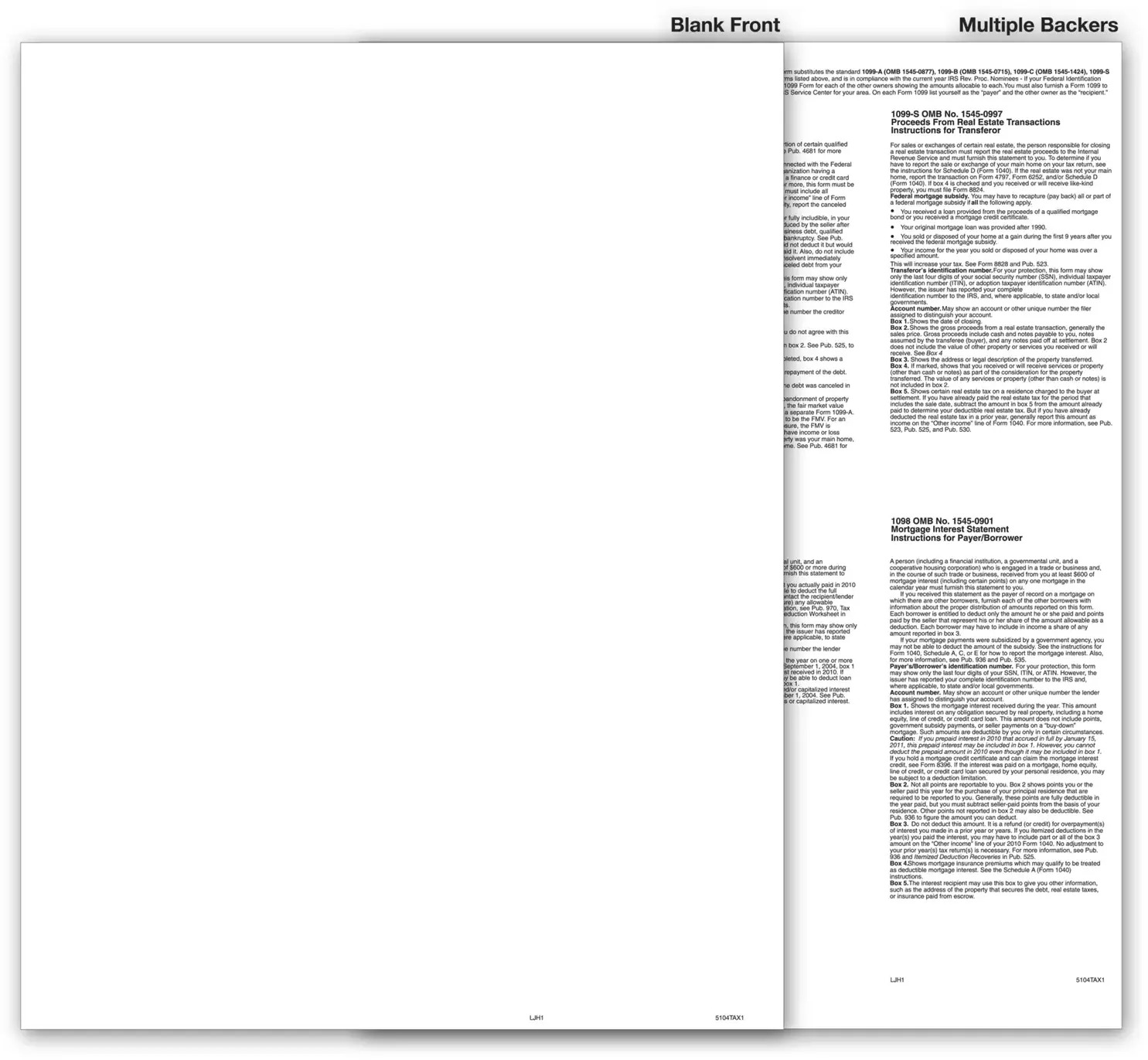 Blank Bulk 1099 Tax Forms - Multiple Backers, Federal Copy A