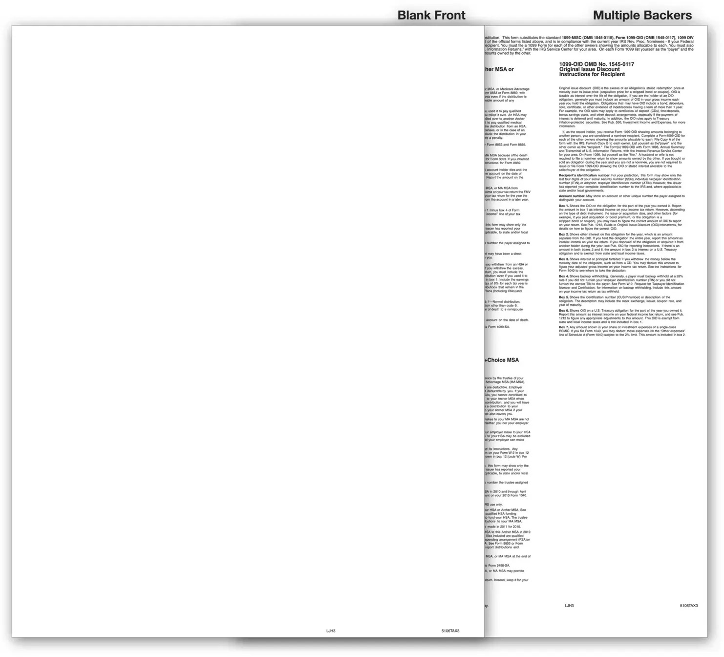 Blank Bulk 1099 Tax Forms - Multiple Backers, State Copy C