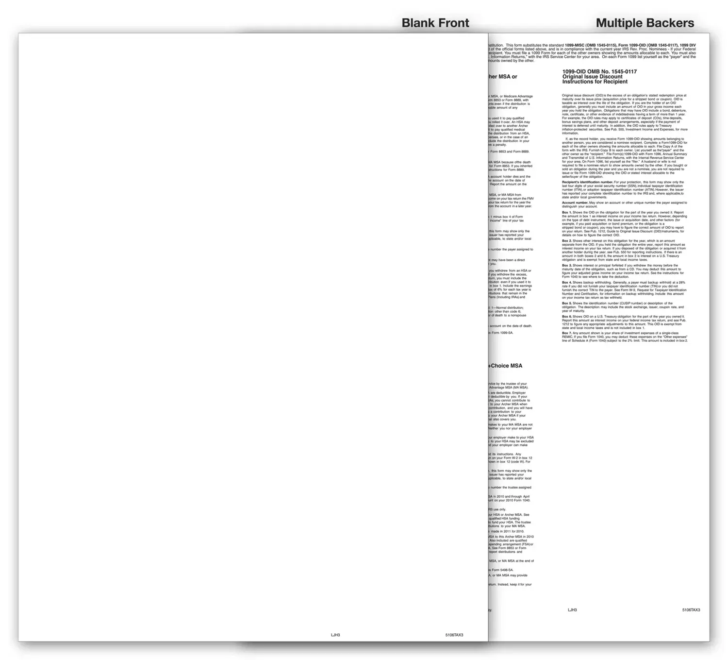 Blank Bulk 1099 Tax Forms - Multiple Backers, State Copy C