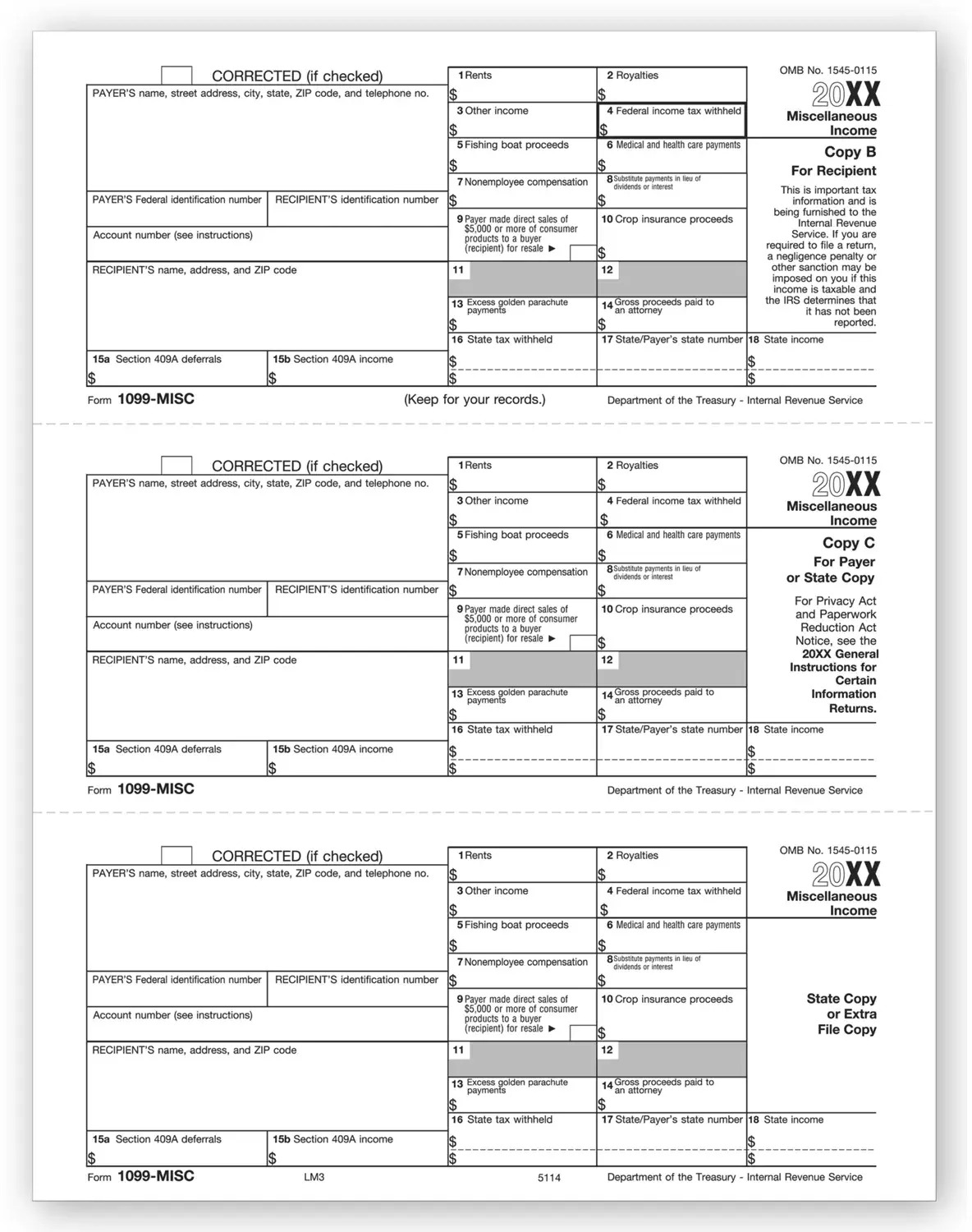 Laser Bulk 1099-MISC Tax Forms, Copy B