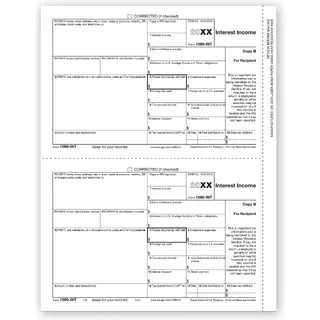 Laser Bulk 1099-INT Tax Forms,  Recipient Copy B