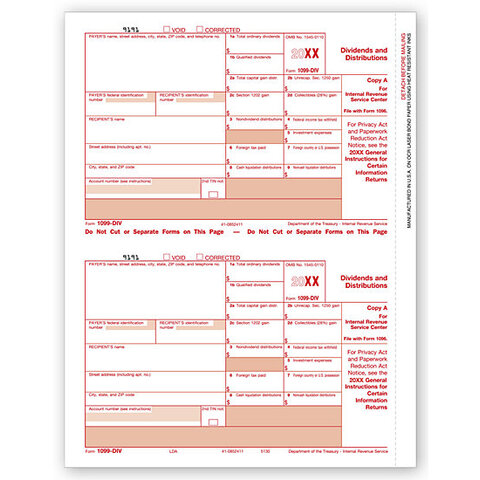 Laser Bulk 1099-DIV Tax Forms, Federal Copy A