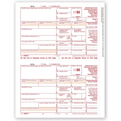 Laser Bulk 1099-R Tax Forms, Federal Copy A