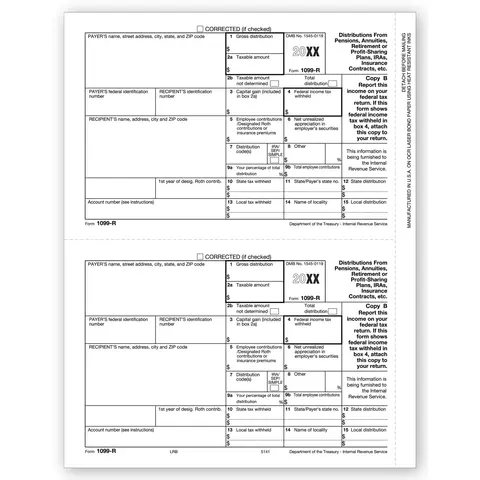 Laser Bulk 1099-R Tax Forms, Recipient Copy B