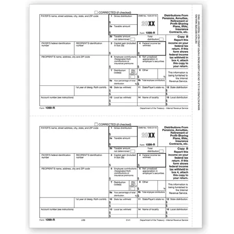 Laser Bulk 1099-R Tax Forms, Recipient Copy B