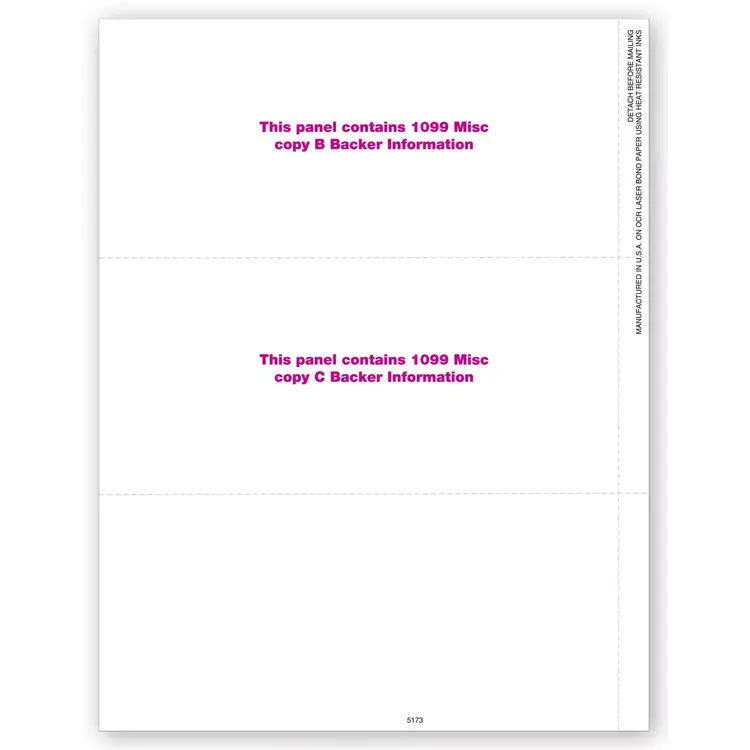 Blank Bulk Laser 1099-MISC Tax Forms, 3-Up