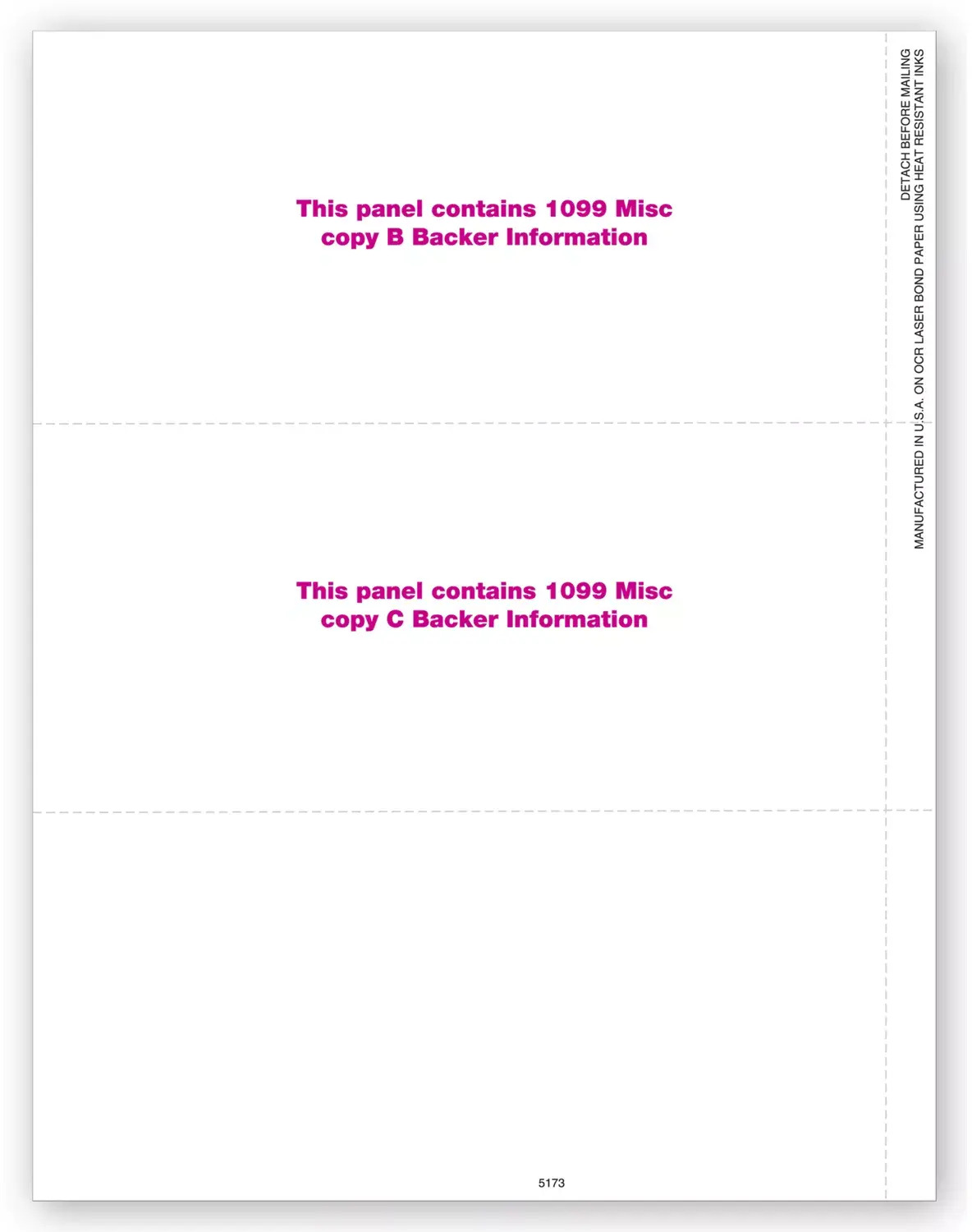 Blank Bulk Laser 1099-MISC Tax Forms, 3-Up