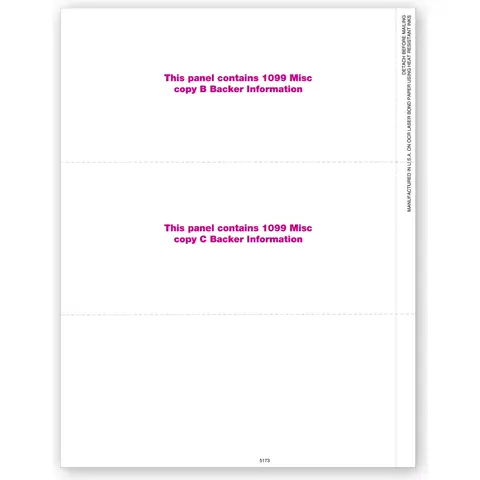 Blank Bulk Laser 1099-MISC Tax Forms, 3-Up