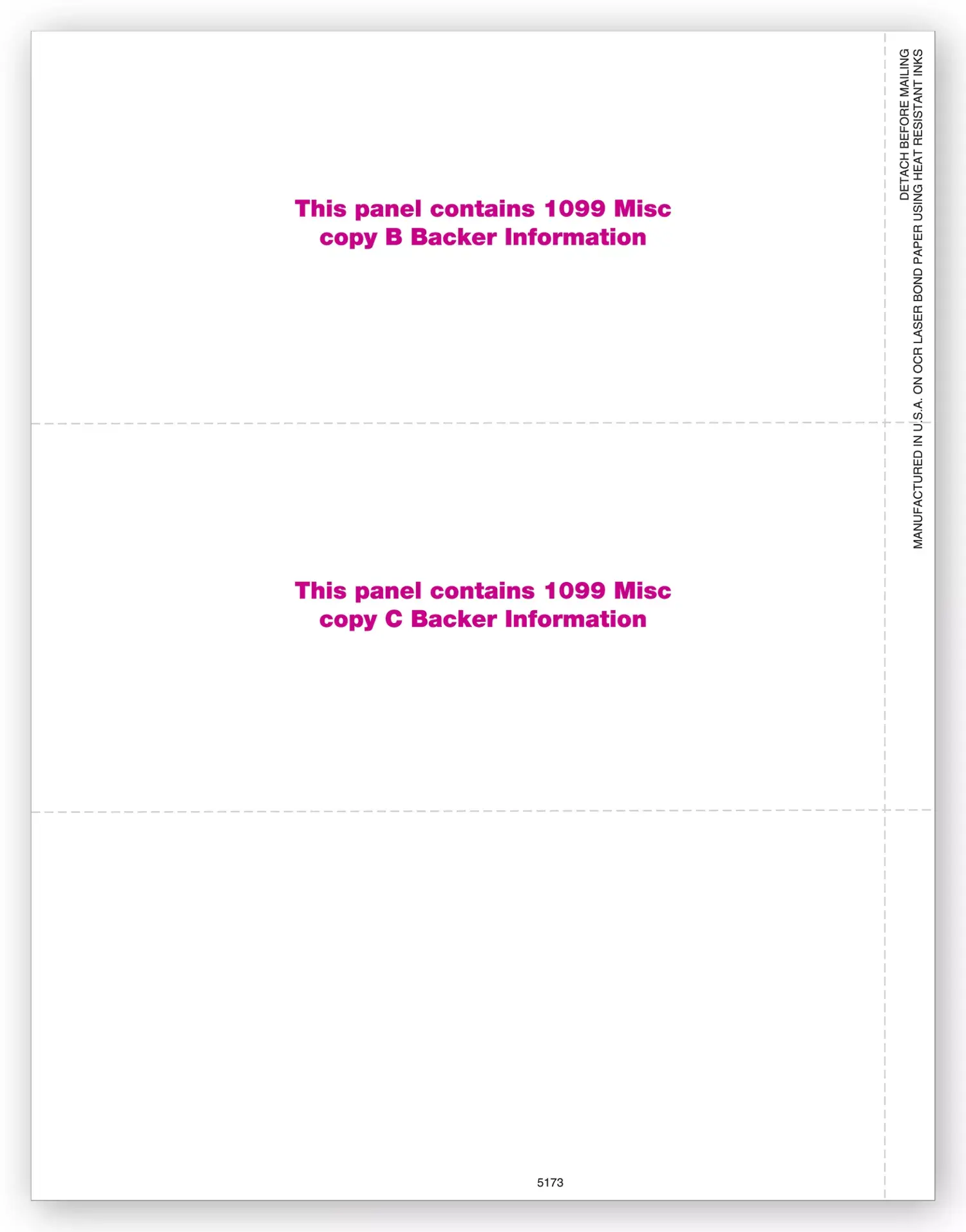Blank Bulk Laser 1099-MISC Tax Forms, 3-Up