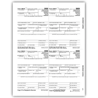 Bulk 1099-R Tax Forms - Recipient Copy B, C, 2