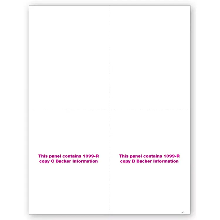 Blank Bulk 1099-R Tax Forms - Copy B & C Backers, 4-Up