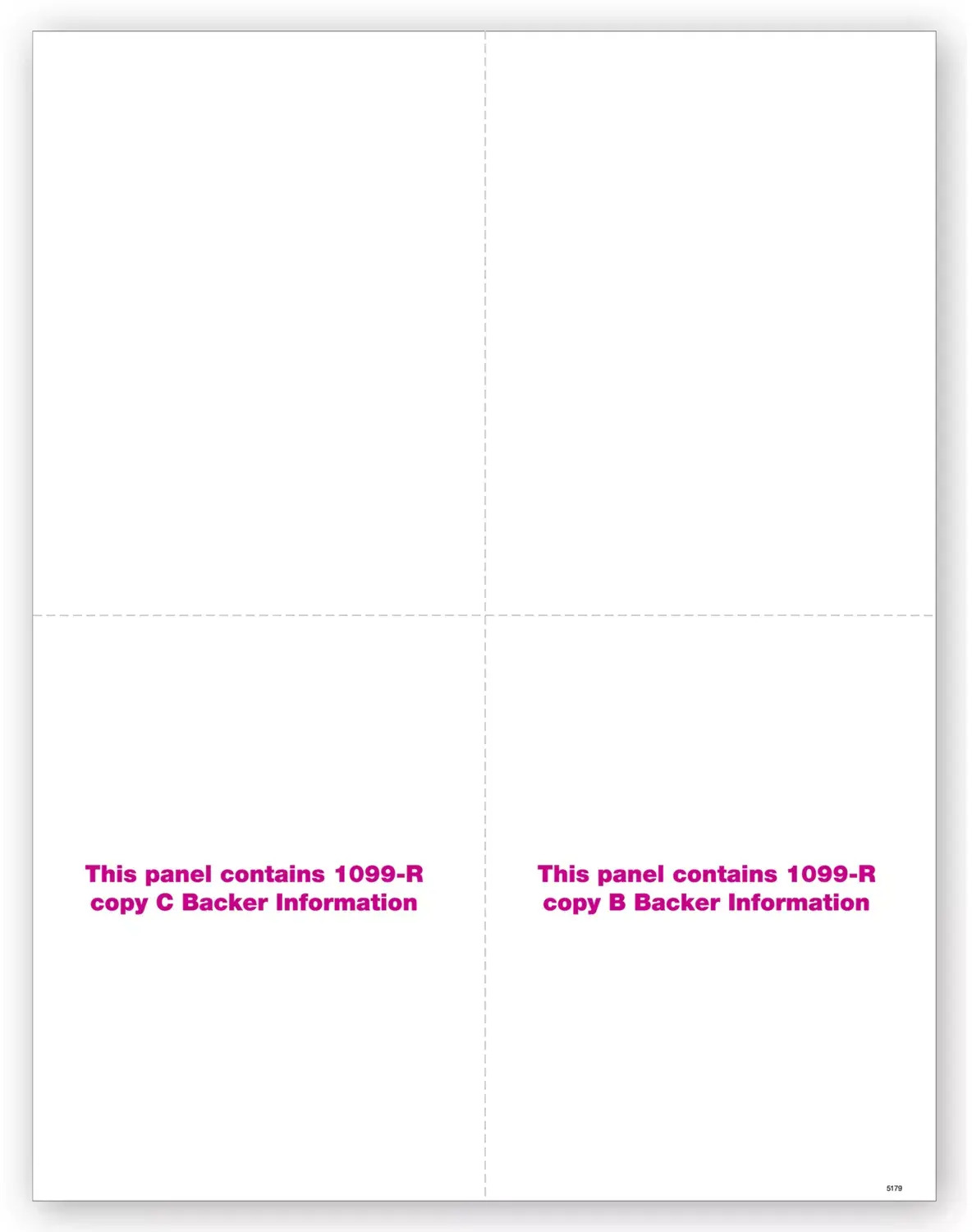 Blank Bulk 1099-R Tax Forms - Copy B & C Backers, 4-Up