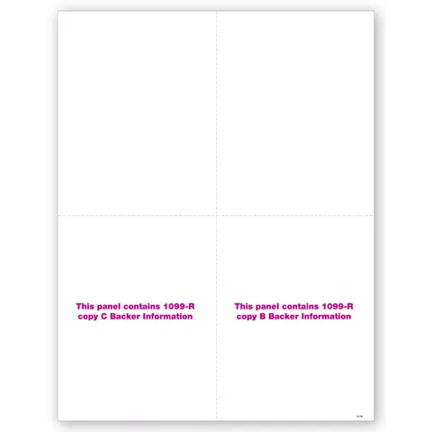 Blank Bulk 1099-R Tax Forms - Copy B & C Backers, 4-Up