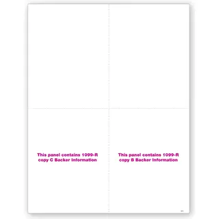 Blank Bulk 1099-R Tax Forms - Copy B & C Backers, 4-Up