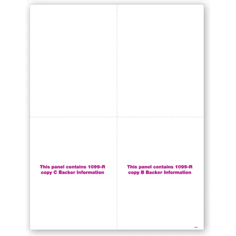 Blank Bulk 1099-R Tax Forms - Copy B & C Backers, 4-Up