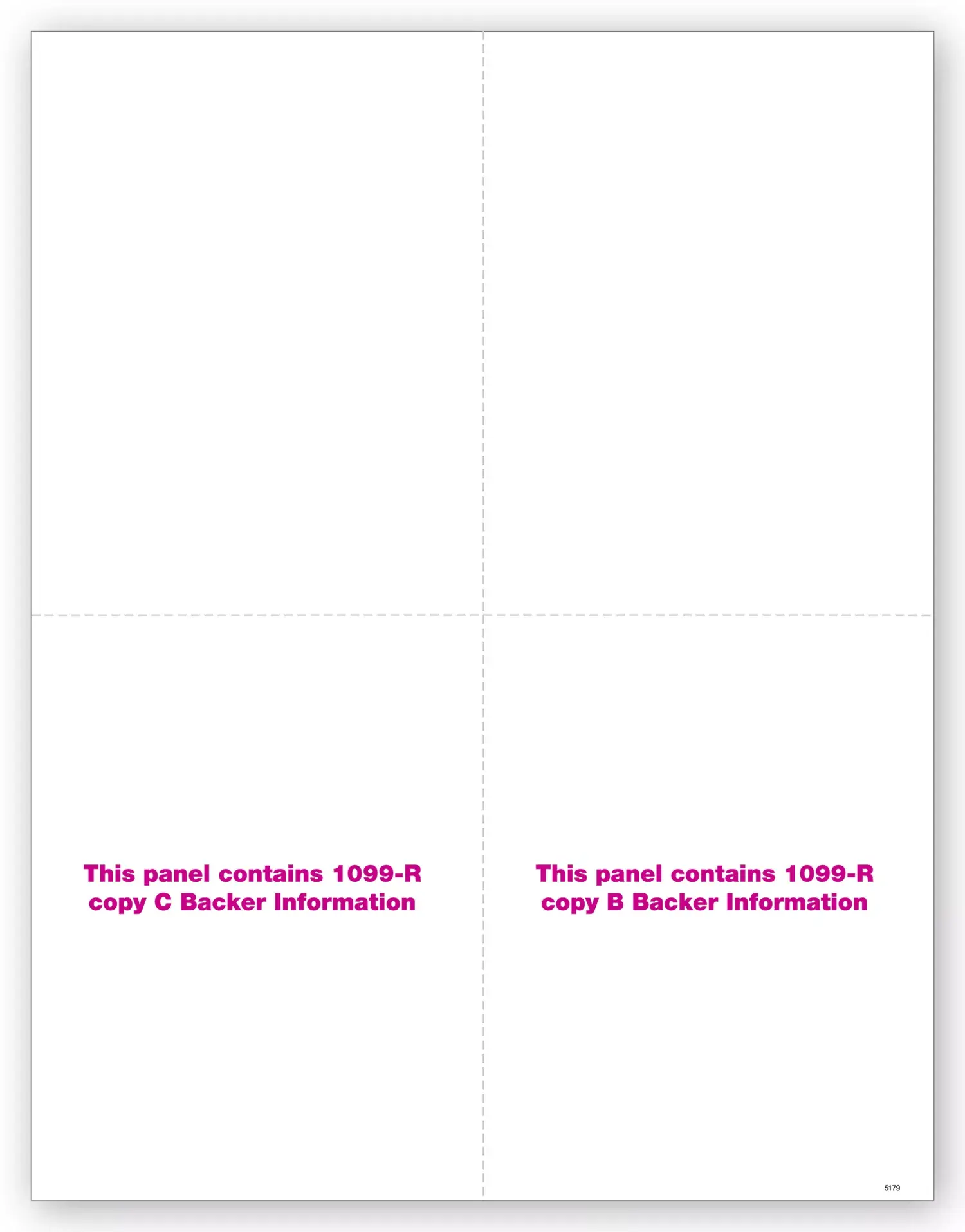 Blank Bulk 1099-R Tax Forms - Copy B & C Backers, 4-Up