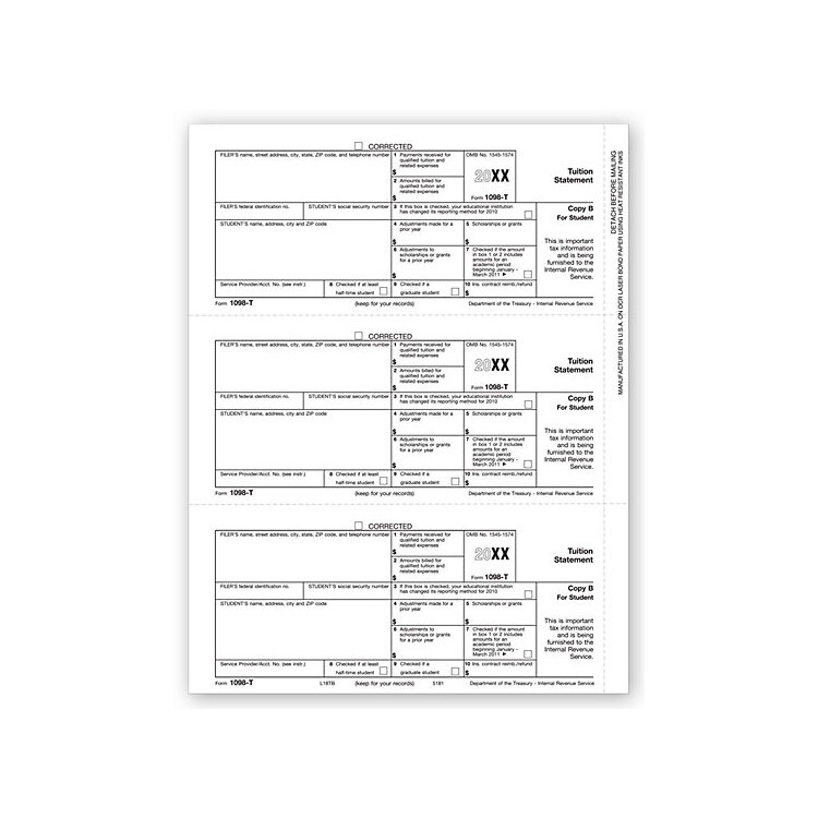 Laser 1098-T Form - Student Copy B - Bulk