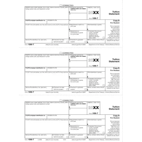 Laser 1098-T Form - Student Copy B - Bulk