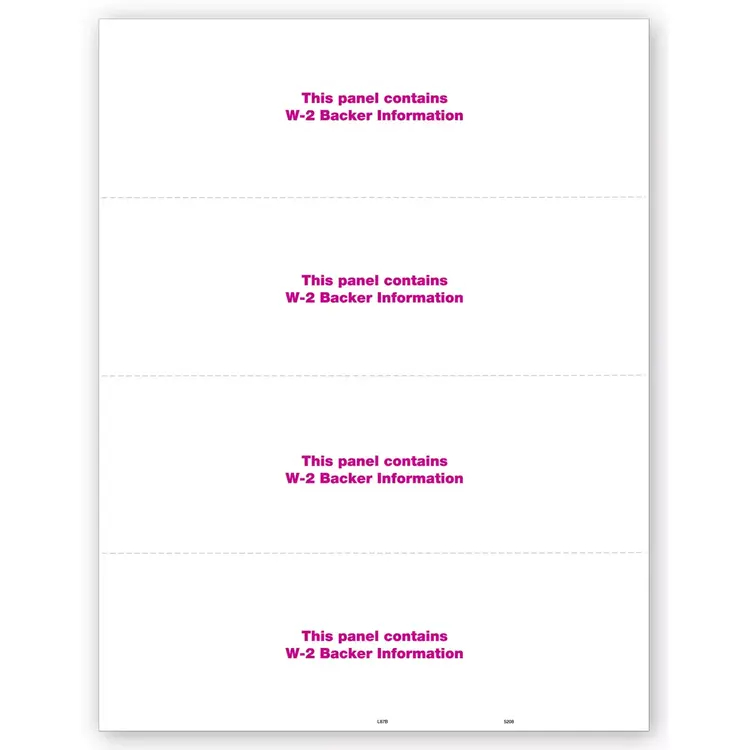 Blank Laser Bulk W-2 Tax Forms - Horizontal Format, 4-Up