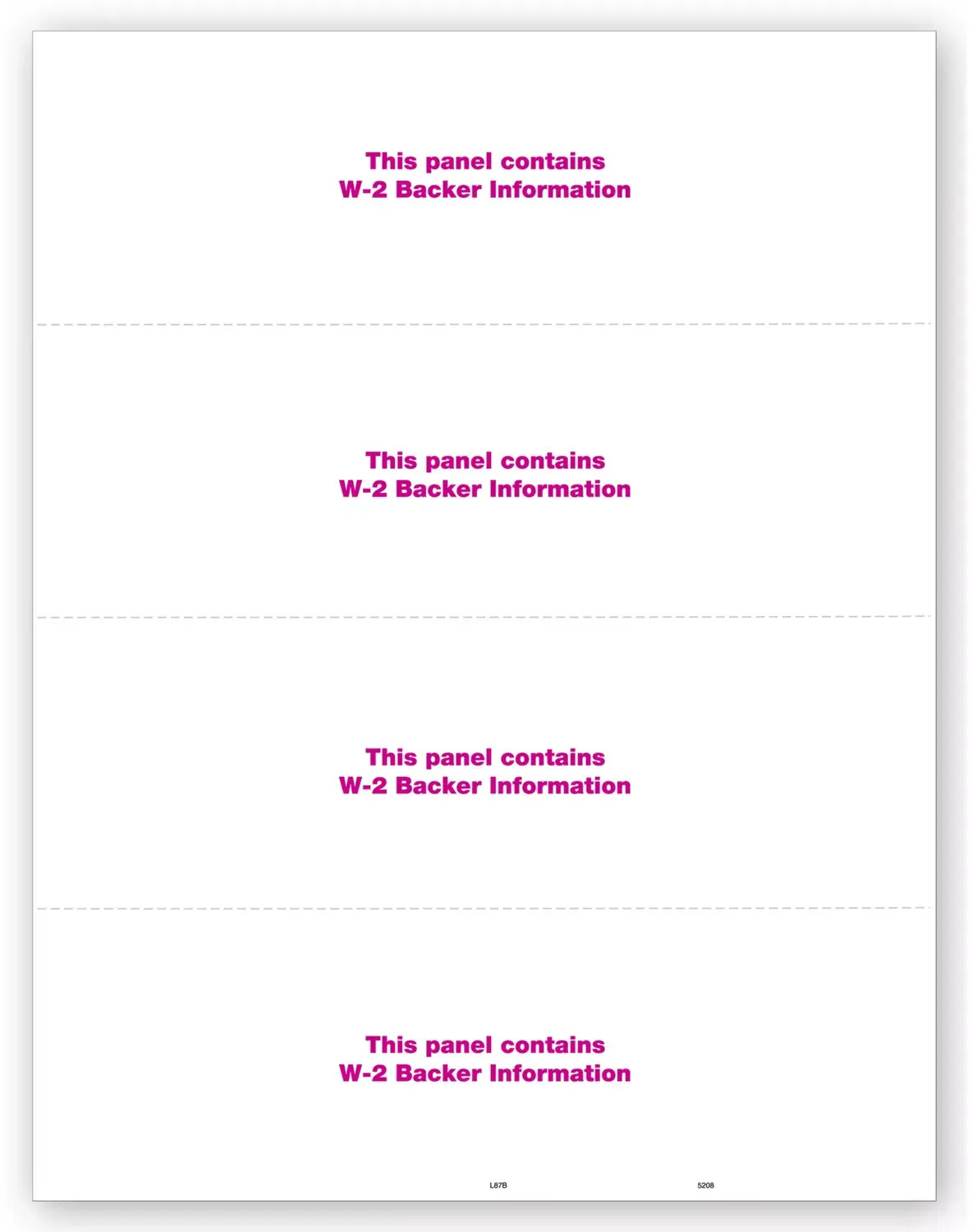 Blank Laser Bulk W-2 Tax Forms - Horizontal Format, 4-Up