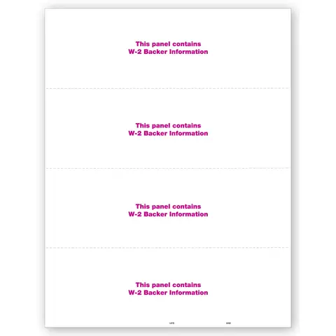 Blank Laser Bulk W-2 Tax Forms - Horizontal Format, 4-Up