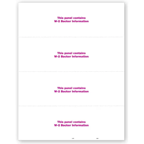 Blank Laser Bulk W-2 Tax Forms - Horizontal Format, 4-Up