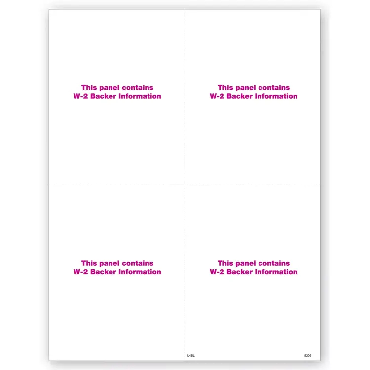 Blank Laser Bulk W-2 Tax Forms - Vertical Format, 4-Up