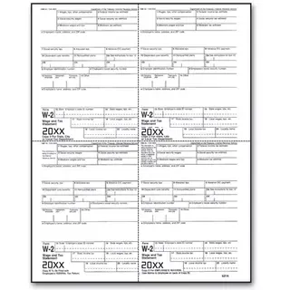 4-Up Bulk Laser W-2 Tax Forms - Employee Copy