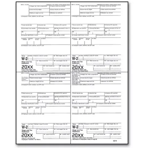 4-Up Bulk Laser W-2 Tax Forms - Employee Copy