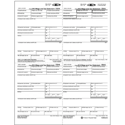 4-Up Laser W-2 Tax Forms - Employee W