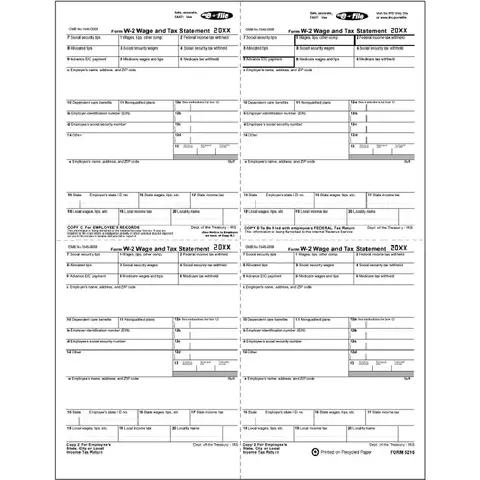 4-Up Laser W-2 Tax Forms - Employee W