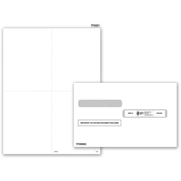 Blank Laser W-2 Tax Forms & Envelopes 
