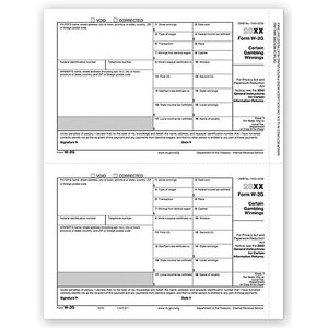 W-2G Laser Tax Forms, Copy 1 / Copy D, designed for IRS-compliant reporting of Gambling Winnings