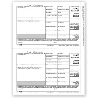 W-2G Laser Tax Forms, Copy 1 / Copy D, designed for IRS-compliant reporting of Gambling Winnings