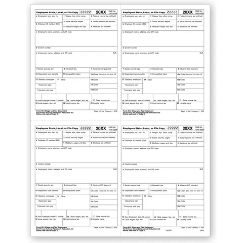 Bulk 4-Up Laser W-2 Tax Forms