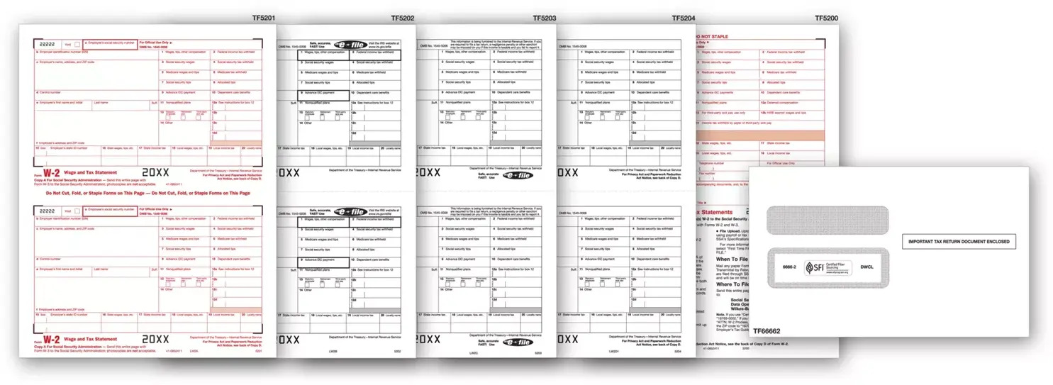 Laser W-2 Tax Forms & Envelopes