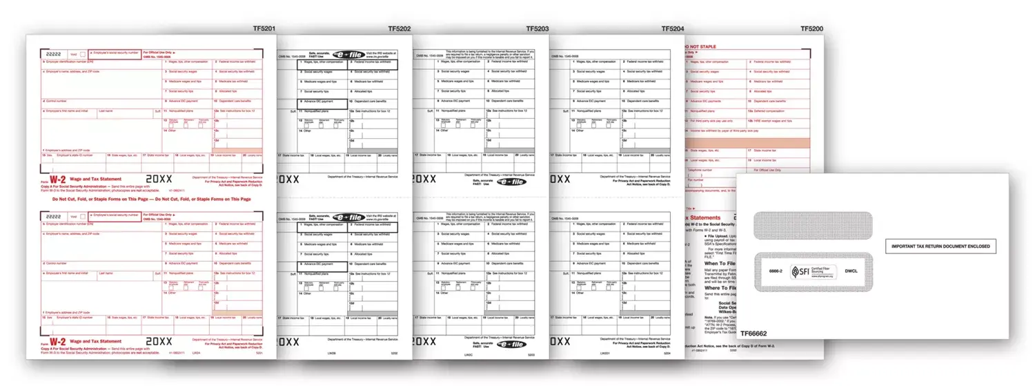 Laser W-2 Tax Forms & Envelopes