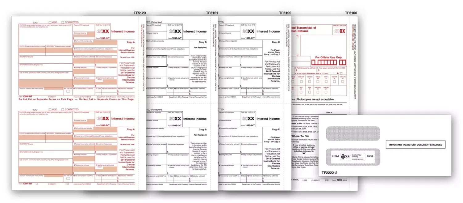 Laser 1099-INT Tax Forms & Envelopes, 4-Parts