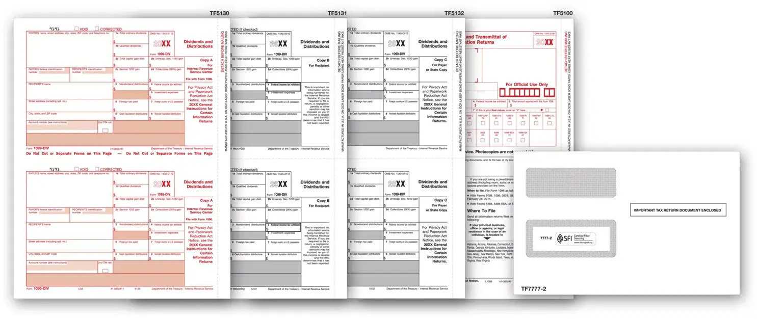 Laser 1099-DIV Tax Forms & Envelopes