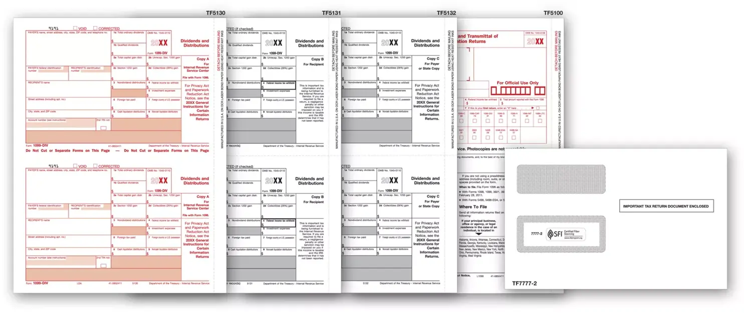 Laser 1099-DIV Tax Forms & Envelopes
