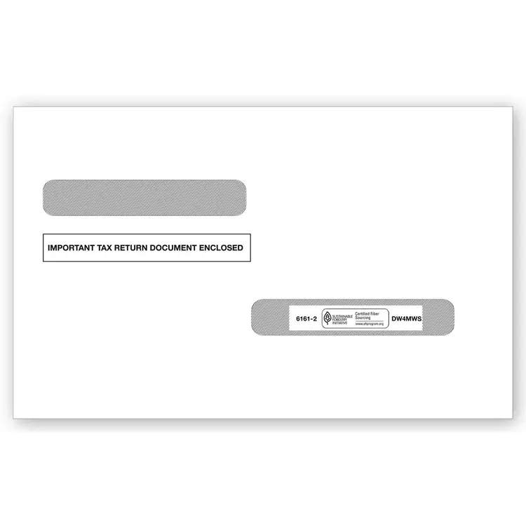 4-up W-2 & 1099-R Tax Envelopes -  Double Window 