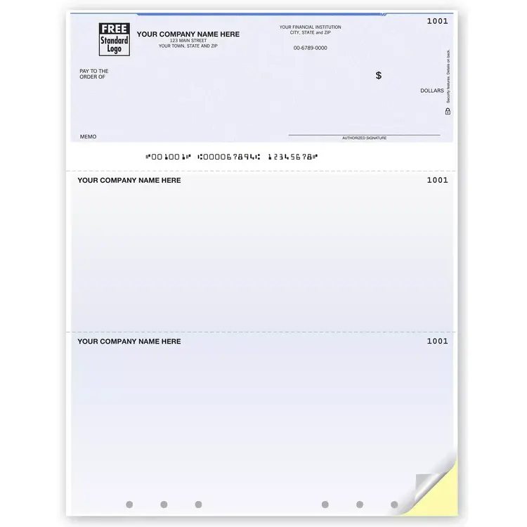 Quickbooks Top Business Check, Unlined, Hole-Punched